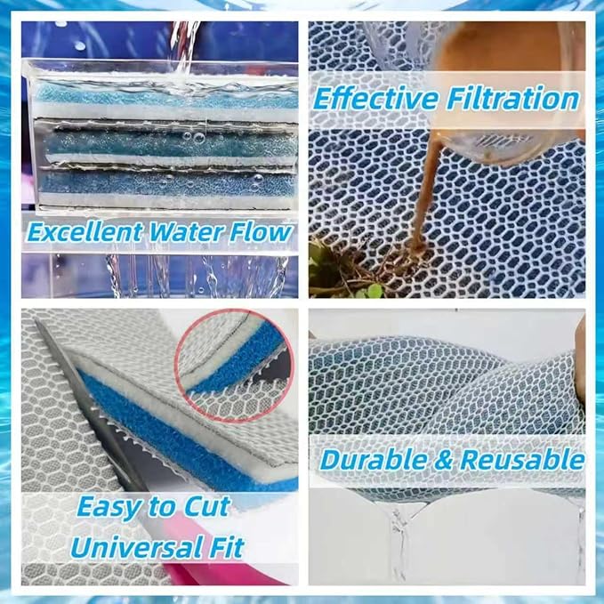 Garniture adaptée à l'éponge filtrante d'aquarium non tissée à 8 couches, fibre ES, géométrie