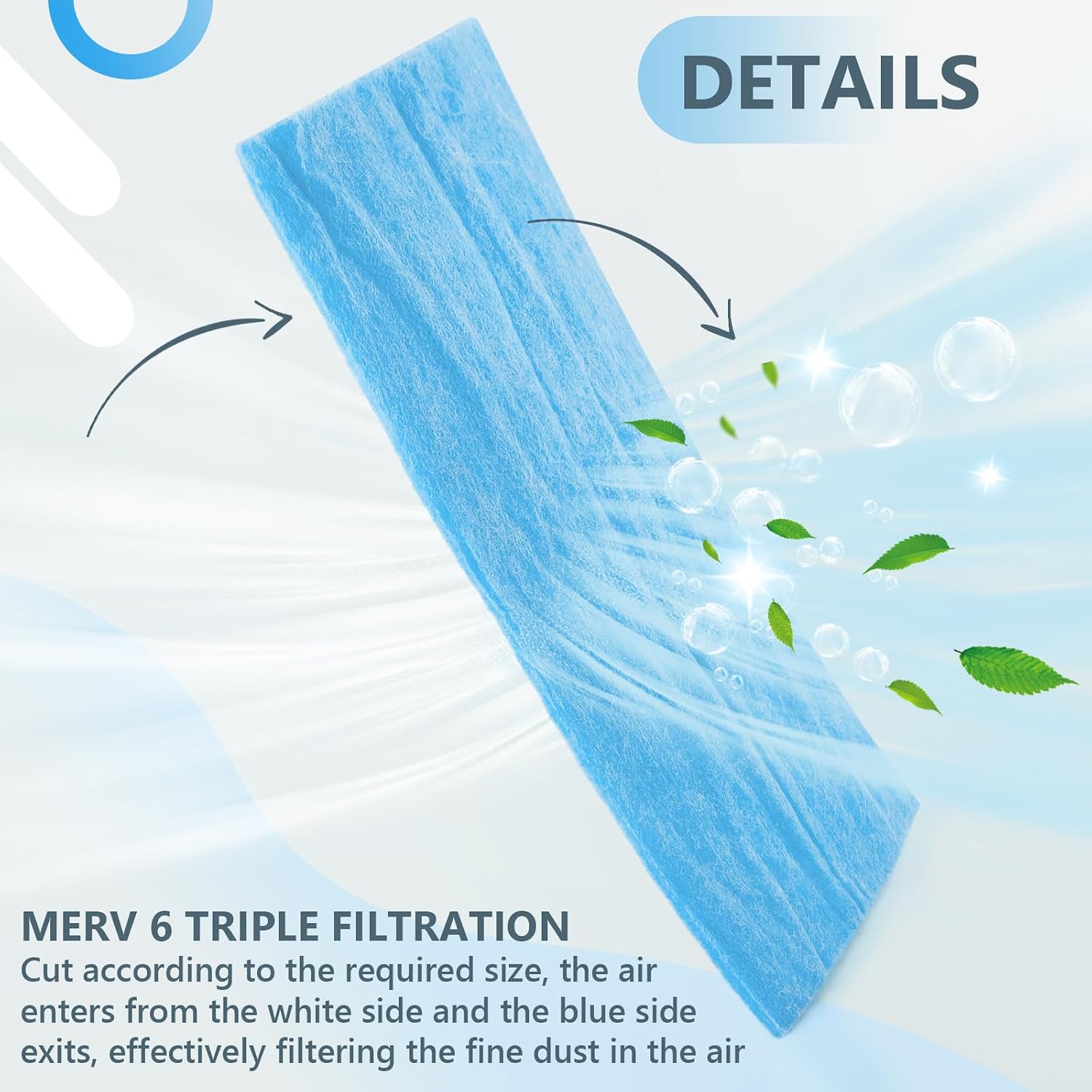 Filtre en Polyester 25x120 pouces, filtre de ventilation coupé pour s'adapter au matériau du filtre à Air, filtre de ventilation réutilisable à 3 couches MERV 8 pour la maison