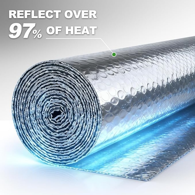 Rouleau d'isolation en aluminium réfléchissant à double bulle, barrière thermique industrielle pour fenêtre de garage de camping-car, vente en gros