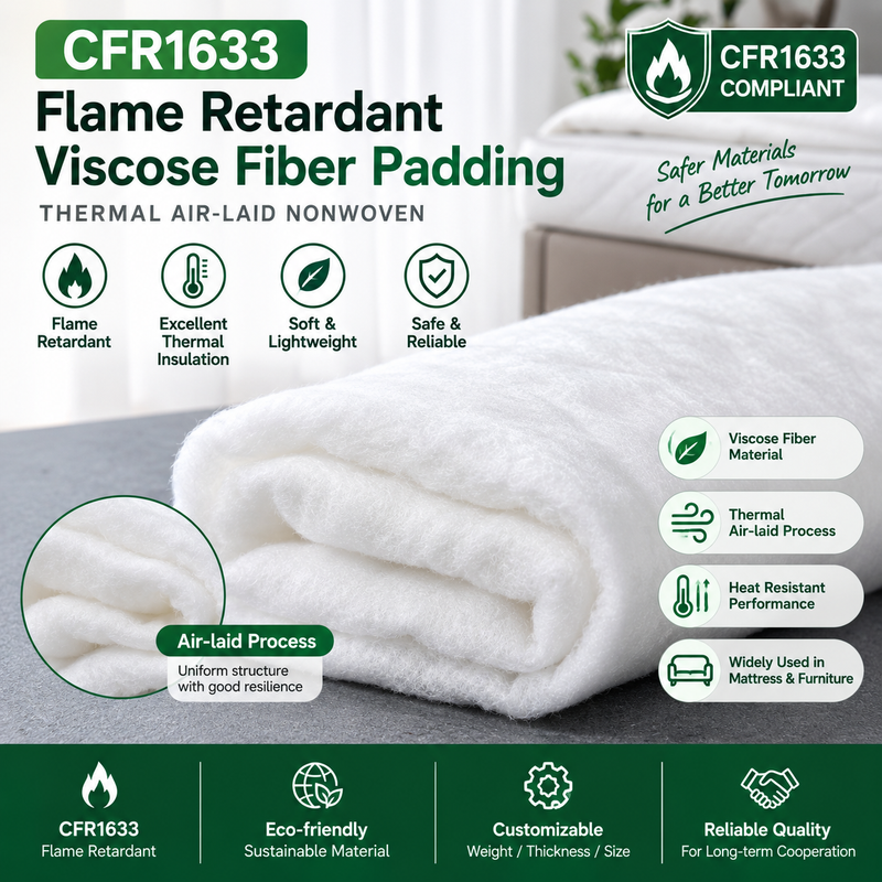 Rembourrage lié thermiquement par fibre de viscose ignifuge CFR1633