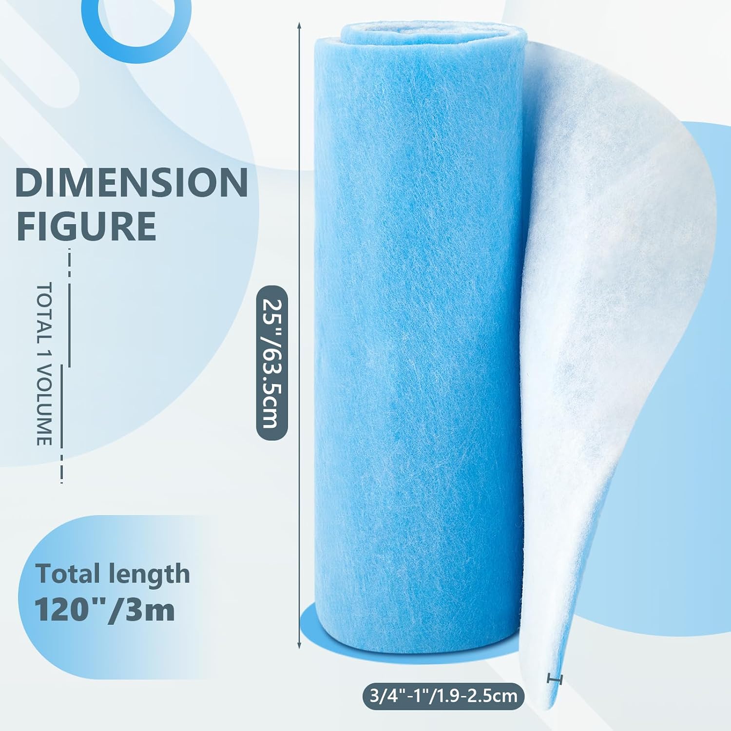 Filtre en Polyester 25x120 pouces, filtre de ventilation coupé pour s'adapter au matériau du filtre à Air, filtre de ventilation réutilisable à 3 couches MERV 8 pour la maison